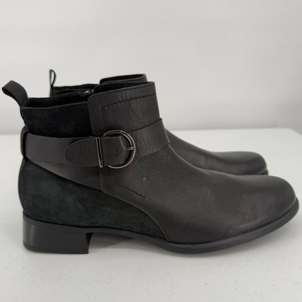 Munro Black Leather & Suede Ankle Boots - Picture 1 of 9
